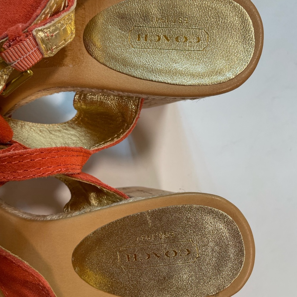 Coach Shoes 8.5 Tulip Platform Suede Leather Sandals Coach - Picture 8 of 15